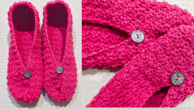 Easy Textured Crochet Slipper Pattern by rajiscrafthobby