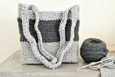 Easy Hygge Crochet Tote Bag with Tshirt Yarn by rajiscrafthobby