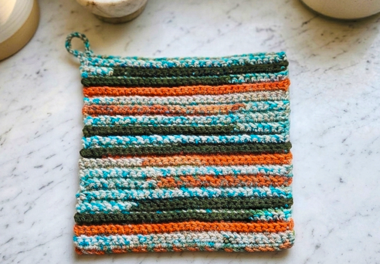 The Harvest Stripe Crochet Potholder