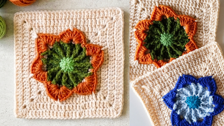 Crochet Radiant Orbit Granny Square Block