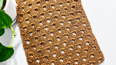 The Caramel Arcade Crochet Table Runner by rajiscrafthobby