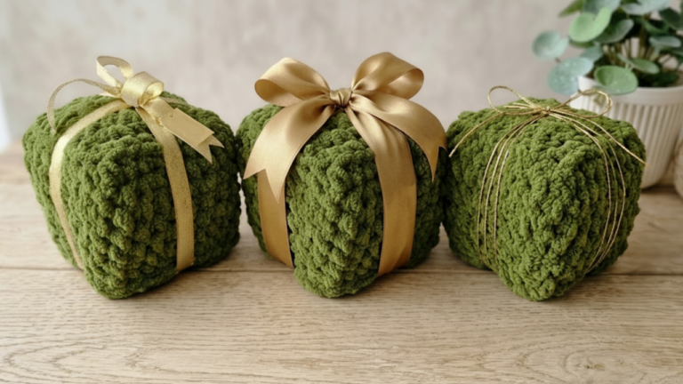 Christmas In July Crochet Chunky Christmas Gift Box Decor