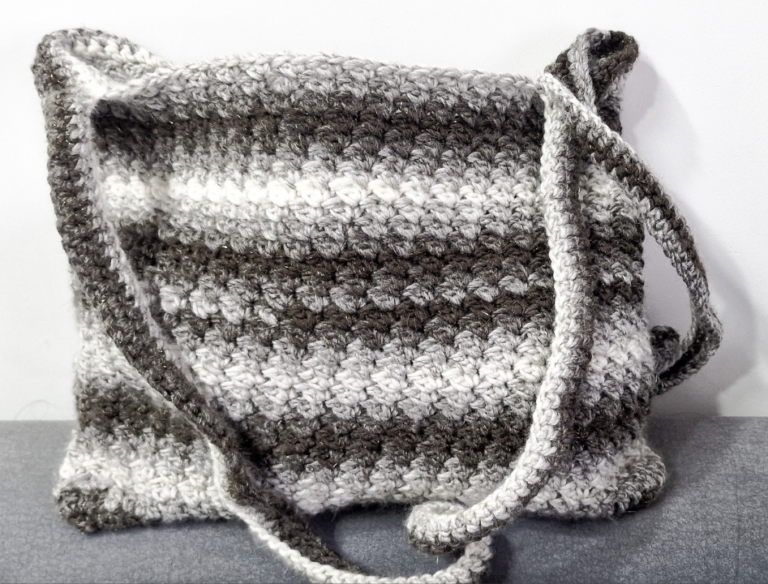 Cloud and Charcoal Easy Crochet Market Tote Bag