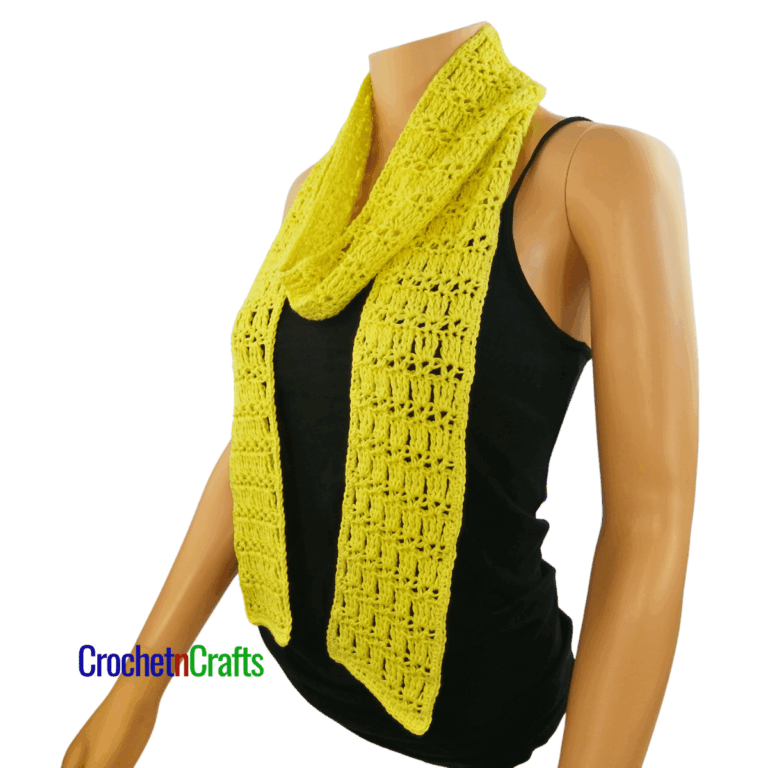 Skinny Summer Scarf Crochet Pattern – Hdc V-St and Tr
