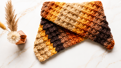 The October Rust Infinity Crochet Cowl Scarf by Raji's Craft Hobby
